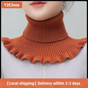 【Local shipping】 Giữ ấm và lạnh ngoài trời phụ nữ ấm áp dệt kim giả cổ áo dày cao cổ giả khăn quàng cổ có thể tháo rời cổ khăn