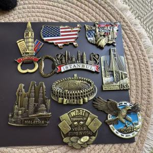 1pc Creative Metal Fridge magnet Las VegasItalyUnited StatesMalaysiaLondonTürkiye Travel Memory Souvenirs for Home Decor