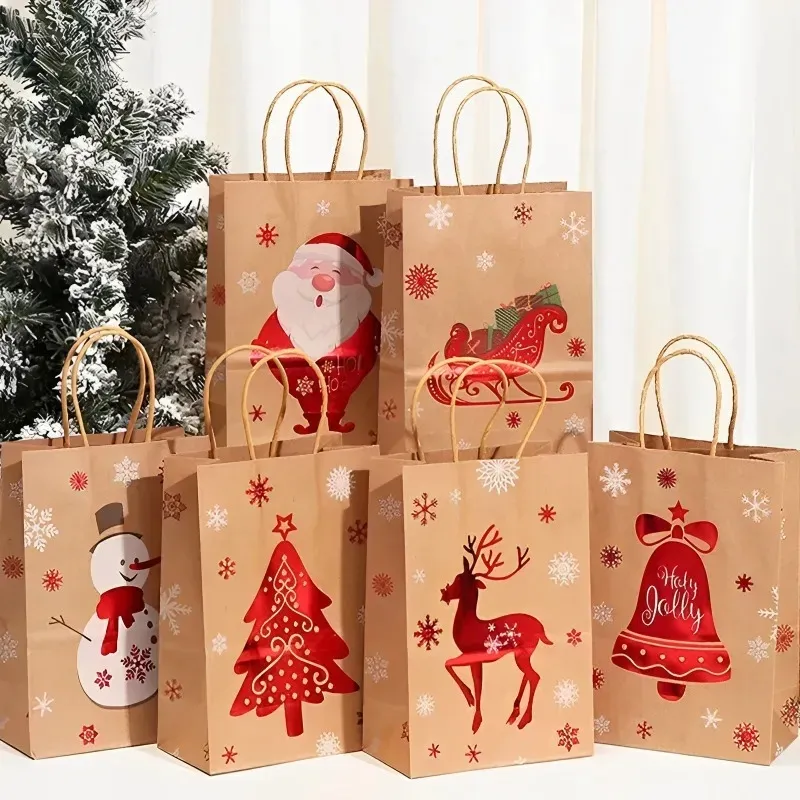 Merry Christmas Gift Bag Kraft Paper Packing Bags for Christmas