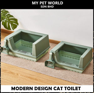 Pet World Luxury Semi Opened High Fence Square Cat Litter Box FREE Scoop Cat Toilet / Litter Pan / Tandas Kucing
