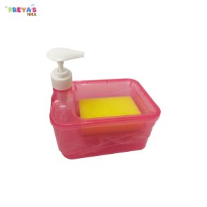 FR-C1001 Tempat Sabun Cuci Piring Petak 2IN1 650ML dengan Pump Free Spons / Tempat Sabun Cair Sponge