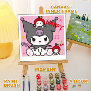 Framed Canvas Sanrio Paint DIY Oil Painting Children Digital Paint Simple Landscape Paint By Numbers Room Decor