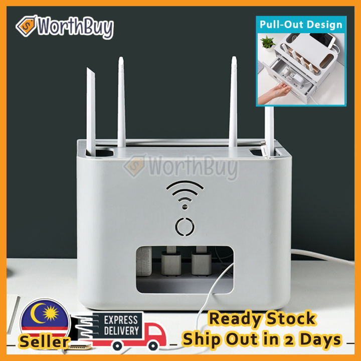 Worthbuy Wireless Router Storage Box Cord Management Container Modem