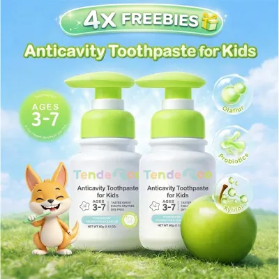 Tenderoo Anticavity Toothpaste Kids 3–7 Years Green Apple Flavor 60g with Freebies