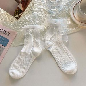 สีขาวโลลิต้าโบว์ลูกไม้ถุงเท้าผู้หญิงน่ารักเร้าใจถุงเท้าฤดูร้อนเด็กกุทัณฑ์เจ้าหญิงถุงเท้า