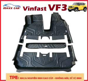 Thảm lót sàn MAXXCAR cho xe Vinfast VF3 2024 nhựa TPE đúc 5D tràn viền cao cấp.