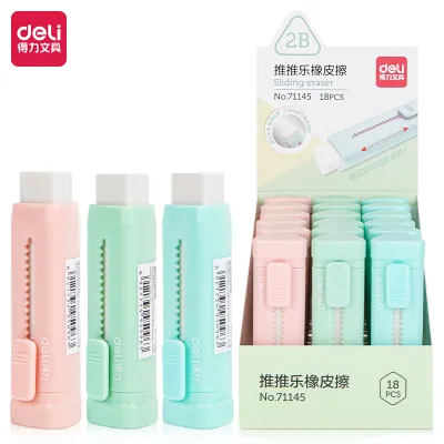 Deli Sliding Eraser / Penghapus Mekanik / Hapusan Mekanik Warna Lucu Tidak Meninggalkan Serpihan Bahan TPR+ABS 71145