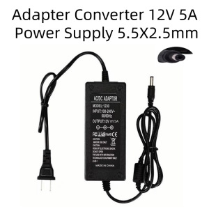 Adapter 12V 5A หัว(DC 5.5 x 2.5MM) เก็บเงินปลายทาง มีรับประกัน-สีดำ