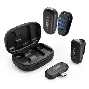 Wireless Lavalier Microphone TypeC Noise Cancelling Lapel Mic Dual Mic Kit with Charging Case for Phone Live Streaming Interview