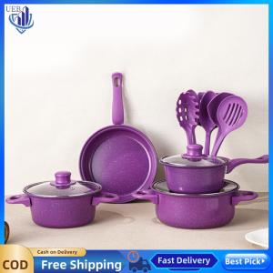 [Ueb Wholesale Center][Ueb Wholesale Center] 13 Pieces Non-Stick Pots and Pans Set with Stay Cool Handles Cookware Pot Set with Glass Lids Suitable for Induction Cookers