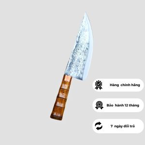 Dao Bầu to thái lọc đa năng lưỡi dao bằng thép nhíp xe lưỡi dài 22 cm cán gỗ quý cẩm chỉ chuẩn dao Phúc Sen Cao Bằng rèn thủ công