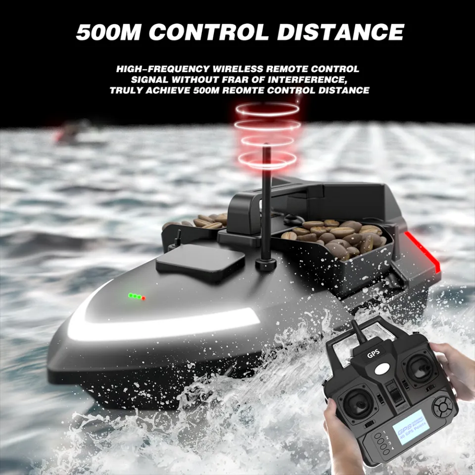 LIXADA GPS Fishing Bait Boat 500m Remote Control Bait Boat Dual