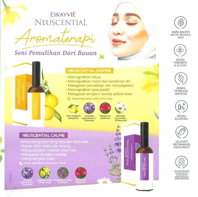 ESKAYVIE Neuscential Calme & Inspire (duta PAK NIL) - Spray Aromaterapi untuk Relaxation, Fokus, Kesegaran, Memberi Mood Harian Terbaik - by jabniaga