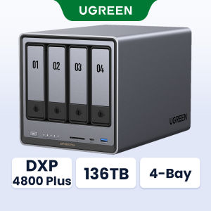 UGREEN NASync DXP4800 Plus 4-Bay Desktop NAS Intel Pentium Gold 8505 5-Core CPU 8GB DDR5 RAM 128G SSD 1 * 10GbE 1 * 2.5GbE 2 * M.2 NVMe Slots 4K HDMI Network Attached Storage (Diskless)
