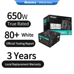 Huntkey - 3 Years Free Replacement Warranty - True Rated 80+ White NON MODULAR ECO Series 550W/650W/750W/850W Computer PSU Power Supply Units for pc High Efficiency True Rated Cool Gaming with AC Cables