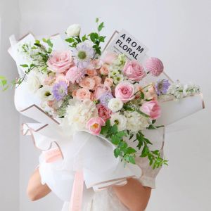 Better Home -  [5 LEMBAR] Flower Wrapping Paper Gold Line Cellophane Kertas Buket Bunga - EMYAB