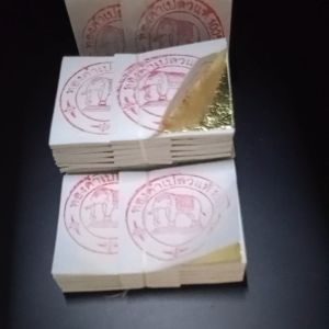 100% ตราช้าง เปลวทองแท้ ตามจำนวน และขนาด พร้อมกับปิดทองพร้อมกัน แผ่นพิเศษมาร์คหน้าควบคุมความหมาย