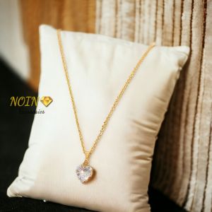 Kalung Liontin Lapis Emas Permata Hati Love Zircon Macam Model Rantai Aksesoris Perhiasan