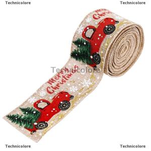 [COD] Technicolore 5M Christmas Ribbon Printed Christmas Linen Ribbon For Handmade Design Christmas Decoration Gift Packing