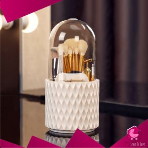 BabyShop-K145 Rak Kosmetik Putar 360 Derajat Dengan Tutup Transparan Serbaguna / Kotak Penyimpanan Kuas Makeup Motif / Storage Makeup Brush Multifungsi Import