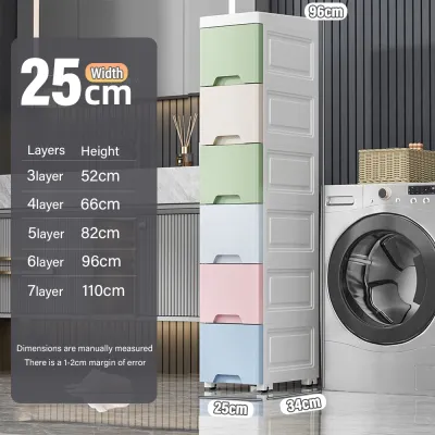HETEE 3-7 Layer Slim Gap Storage Cabinet with Wheels White Drawer Organizer for Kitchen Bathroom & Wardrobe Space Saver