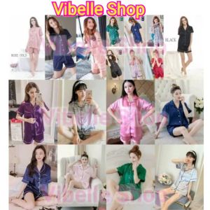 SATIN34 BabyPink/Merah/Fanta/Maroon/Navy/Hitam/UnguTua/HijauMuda/Abu Satin Silky Velvet Premium Vibelle shop grosir baju tidur piyama fashion murah wanita