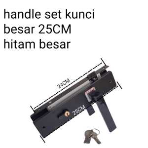 handle set kunci pintu besar 25x5cm hitam selot kunci