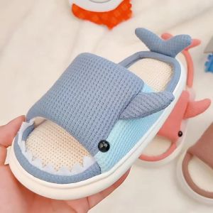 ChildrenS Linen Slippers For Spring And Autumn Boys Indoor Non-Slip Slippers Girls Baby All-Season Parent-Child Home Shoes For Summer