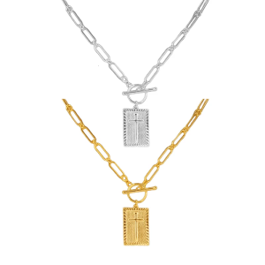 Geometric Religious Pendant Necklace Copper Texture Chain Adjustable Length for Daily Wear and Special Occasions