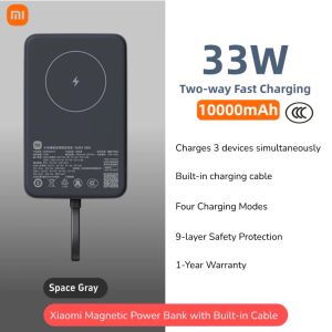 【CCC certification】Xiaomi 33W Magnetic Power Bank 10000(Integrated Cable)10000 mAh Capacity Dual Charging Modes Travel-Friendly