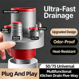 Multi-Port Kitchen Integrated Drain Connector Pipe Adapter With One-Way Check Valve Anti-Backflow Sewer Seal For Kitchen