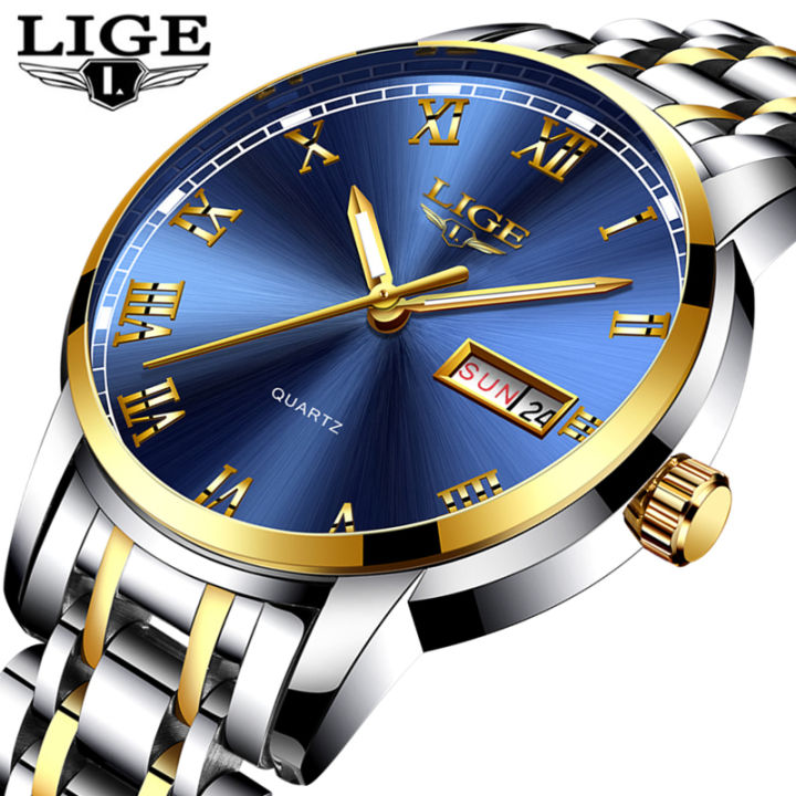 LIGE Watch for Men Fashion Simple Stainless Steel Waterproof Analog Quartz  Wrist Watch - Main Image