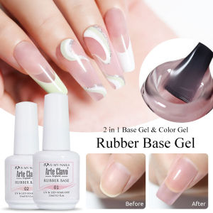 Arte Clavo 15ml Rubber Base Gel Varnis Semi Permanent Milky Nude Pink Self-leveling Soak Off Nail Gel Filling Uneven Nails