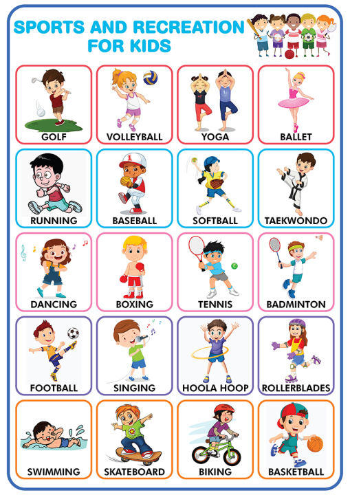 Sports and Recreations v2 Educational Chart - A4 Size Poster ...