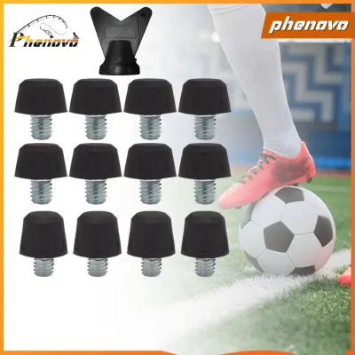 Phenovo ปุ่มสตั๊ดรองเท้าฟุตบอล12ชิ้นมีประแจบูทฟุตบอล M6สำหรับการฝึกซ้อมในร่มกีฬากลางแจ้ง