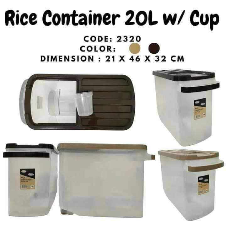 20L Rice Container Brown with Wheels | Lazada