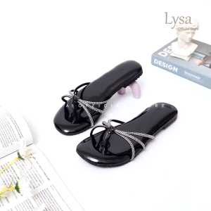 Lysa Sandal Flat Wanita Lylc Variasi Tali Berlian Busa Empuk Non Slip Premium - LS06