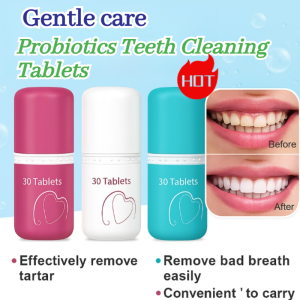 FLOWERWAY Probiotic Solid Toothpaste Tablets/Teeth Whitening/Stain Removal/Convenient Use For Adults Oral Care/Daily Portable Dental Cleaning Men & Women