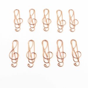 Amazthing 10pcs/set Rose Gold Music Style Paper Clip | Guitar Earphone Treble Clef Quaver | Music Stationery