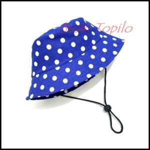 topi bucket bayi pakai tali perempuan laki laki polkadot ada tali bahan kanvas tebal 4 bulan - 3 tahun