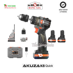 Khoan Pin AKUZA K8 QUICK Có Búa- Khoan pin 168V Không Chổi Than Đầu Kẹp 10mmTặng bộ mũi vít