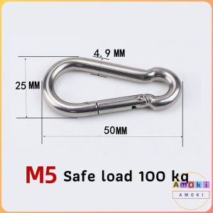 Amoki Snap Hook 304 Stainless Steel Carabiner metal Hook Spring Outdoors Sport Clip M5 M6