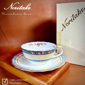 NORITAKE 100%New - Miniature Rose - 01 Set Trà Bằng Sứ Xương Khắc Vân Nổi Hồng Tỷ Muội