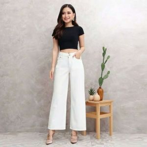 Celana Jeans Kulot Loose Jumbo Highwaist Wanita Big Size 27-42