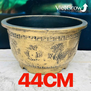 Chậu Nhựa Giả Đồng Song Long Tranh Châu Kích Thước Miệng x Cao x Đáy: 44 x 24 x 28cm 22 Lít