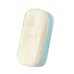 FOUNDTWO Polyester Simple Student Pen Bag Color Blocked Diagonal Storage Pencil Bag Storage Pouch Large Capacity Macaron Pencil Case Student Learning