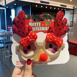 YESPERY Funny Christmas Eyeglass Frames Cartoon Elk Santa Claus Fabric Glasses Adult Kids Photo Props Party Christmas Decoration
