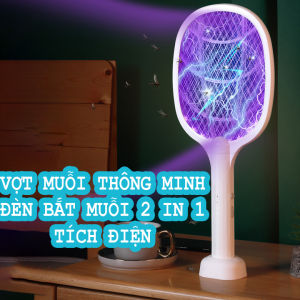 Vợt muỗi tự động 2 trong 1 kiêm đèn bắt muỗi tích điện vợt bắt muỗi thông minh để bàn