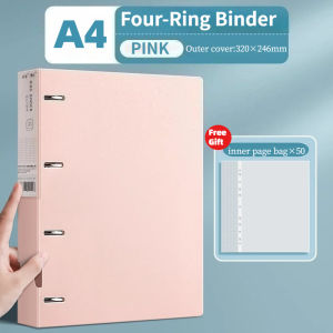 A4 Binder File Folder 4-Ring Binder Flexible Round Binder With Clear Book Student Paper Organnizer