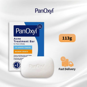 PanOxyl 10% Benzoyl Peroxide Acne Treatment Soap Maximum Strength Acne Bar Soap for Face Chest and Back 113g